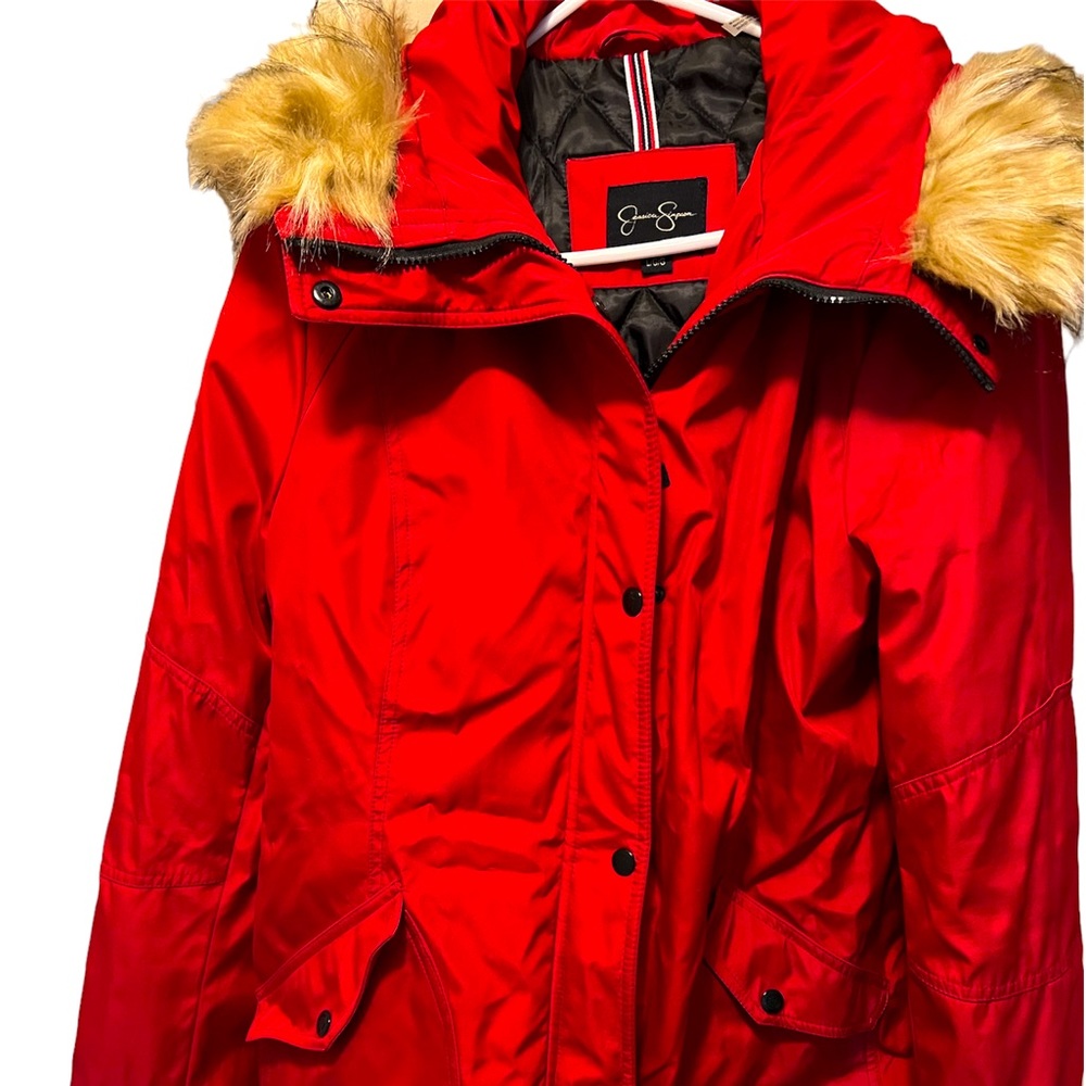 Never worn! Jessica Simpson, red, Size L, hooded coat